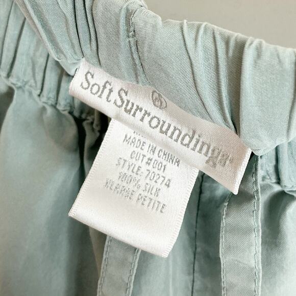 Soft Surroundings Womens Silk Pull On Pants Blue Drawstring XL Petite - Picture 3 of 5